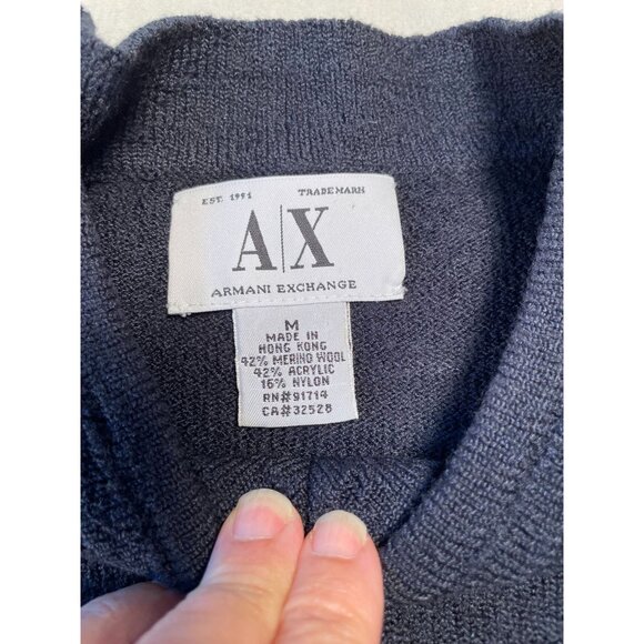 Armani Exchange Mens Hvy Wool Blend V Neck Sweater M Gorpcore Golf Y2k Campcore - Picture 6 of 9